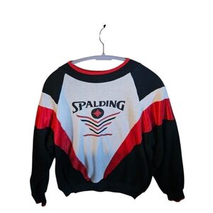 Vintage Spalding Black and Red Crewneck Sweater with Bold Design Sm-Med CL0021
